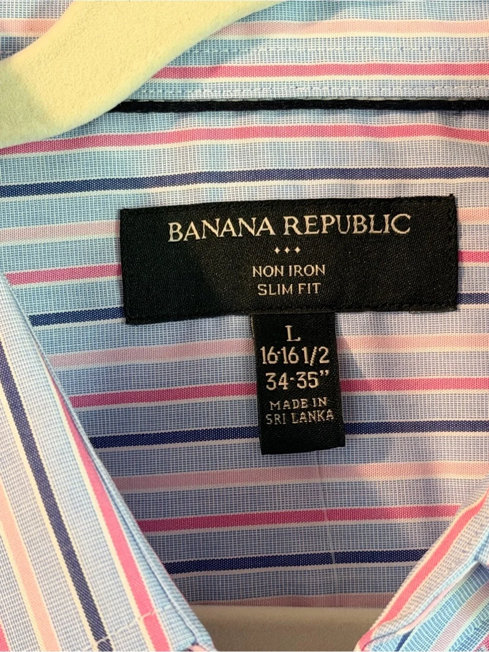 Banana Republic Men’s Striped Dress Shirt - Pink & Blue, Large,